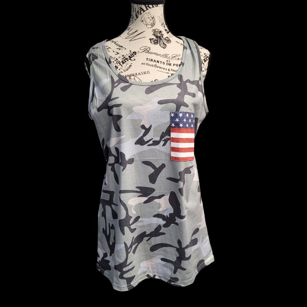 DDSOL American Flag 4th of July Tank Top for Women Racerback Tee - NWOT
